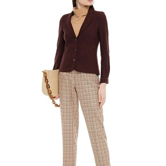 Purdey Gun & Rifle Makers Drummond Suede-Trimmed Cashmere Blazer Merlot Women 8 - Picture 1 of 14